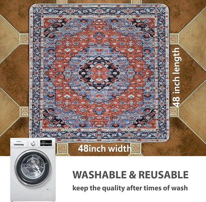 nunubaby Washable Pee Pads for Dogs, Stylish, Non-Slip and Leak-Proof Pee Pads. Reusable Potty Pads for Dogs for Crates and Floors.(Red/Floral, 48" x48" )