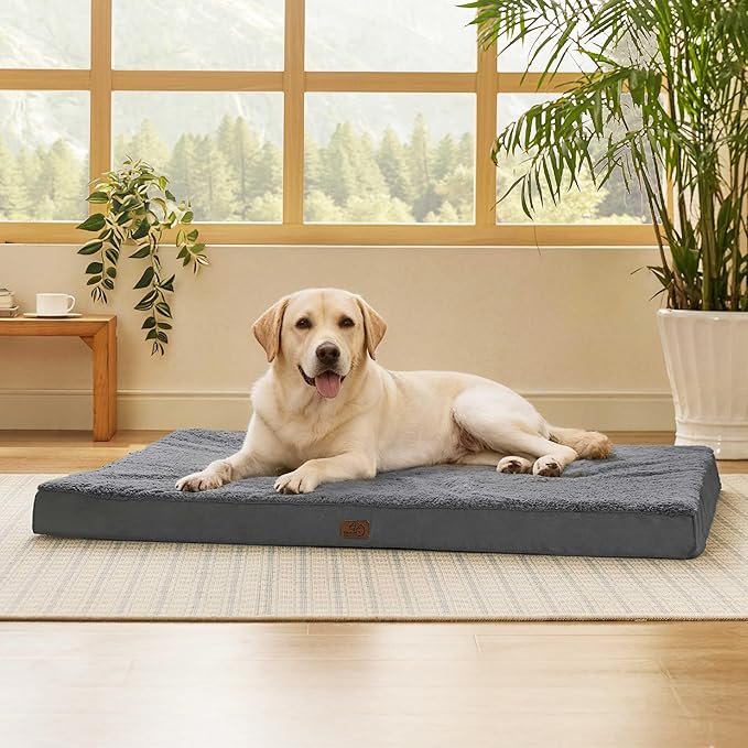 Bedsure Giant Dog Bed for Jumbo Dogs - 53" x 36" Flat Pet Beds with Removable Washable Cover, Orthopedic Egg Crate Foam Mat for Long-Bodied Pets Up to 120 lbs