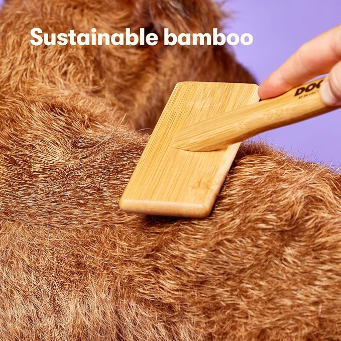 DOG by Dr Lisa - Slicker Brush - Short Bristle Brush for Dogs - For Most Dog Coats - Made from Sustainable Bamboo - Vet-Created - Small