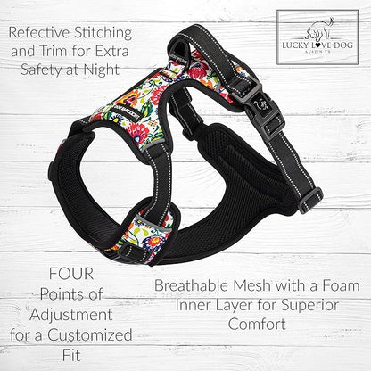 Lucky Love Dog No Pull Dog Harness, Adjustable and Easy to Walk, Cute Patterned Harness for Large Male & Female Dogs - Ladybird, Large
