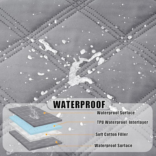 Smiry Waterproof Dog Bed Cover Blanket 52x82, Soft Reversible Pet Blanket, Washable Leakproof Cats Dogs Couch Cover for Sofa, Couch, Furniture, Lattice, Grey/Grey