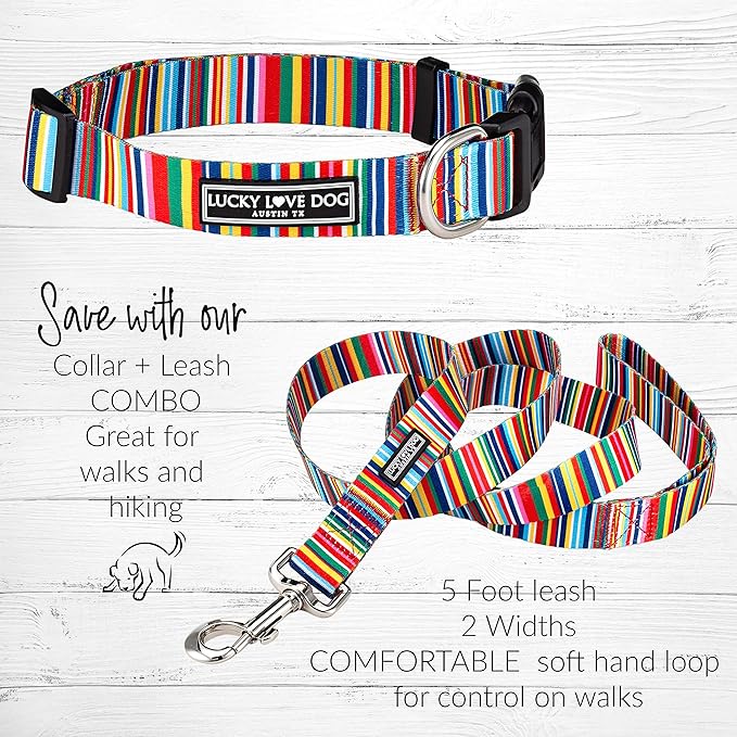 Lucky Love Dog Leash, Rainbow Pattern Hippie Dog Leash, Medium Dog Leash, Durable & Long Lasting (Hippie, Large)