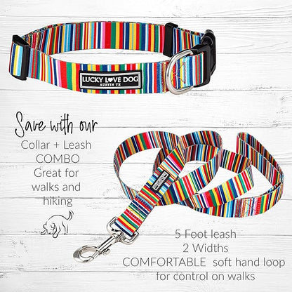 Lucky Love Dog Leash, Rainbow Pattern Hippie Dog Leash, Medium Dog Leash, Durable & Long Lasting (Hippie, Large)