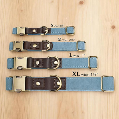 Didog Soft PU Leather Dog Collar for Large Dogs,Classic Adjustable Wide Dog Collars with Quick Release Metal Buckle,Easy Clean and Comfortable with Nylon Lining,Denim Blue,XL Neck 20-27", Width 1.2"
