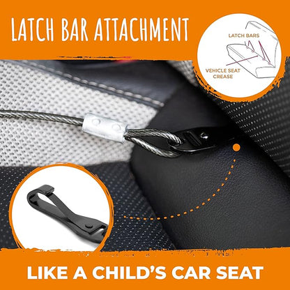 Mighty Paw Dog Seat Belt - Chew-Proof Metal Safety Restraint - Steel Braided Vehicle Tether - Rock Climbers Carabiner Included - Pet Car Leash Seat Belts - Dogs Car Safety Harness -Black, 40cm