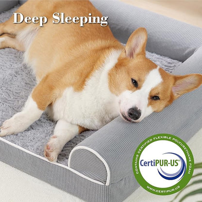 Orthopedic Dog Beds for Small Medium Dogs,Waterproof Lined Egg Crate Foam Pet Bed Mat with Removable and Washable Cover and Non Slip Bottom,Dog Sofa Soft Bed