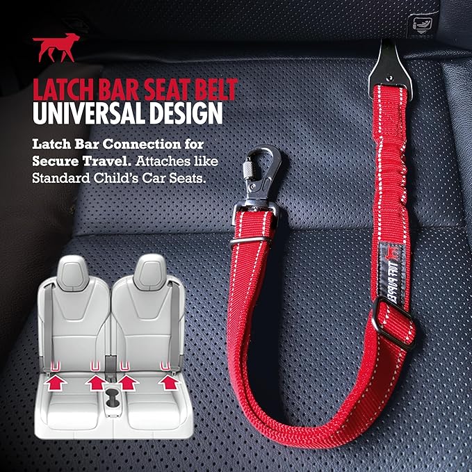 Tuff Pupper Dog Car Safety Belt | Adjustable 16–26" Latch Hook Seatbelt Restraint for Dogs | Heavy-Duty Nylon Webbing, All-Metal Hardware & 360° Swivel Carabiner | Universal Fit for Cars, Trucks & SUV