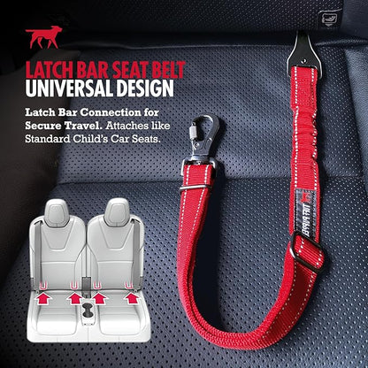 Tuff Pupper Dog Car Safety Belt | Adjustable 16–26" Latch Hook Seatbelt Restraint for Dogs | Heavy-Duty Nylon Webbing, All-Metal Hardware & 360° Swivel Carabiner | Universal Fit for Cars, Trucks & SUV