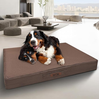 Sytopia 50 Inch Orthopedic Waterproof Dog Crate Bed for Extra Large Dogs, Removable Washable Cover, Egg Crate Foam Mat, Suitable for Dogs Up to 130 lbs, Brown