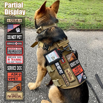 12 PCS Service Dog Patches Removable Tactical Hook Loop Harness Embroidered in Training Patch Do Not Pet Working Dog Patch for Vest Harnesses Collars Leashes