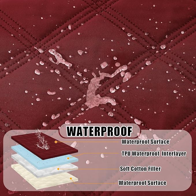 Smiry Waterproof Dog Bed Cover Blanket 30x70, Soft Reversible Pet Blanket, Washable Leakproof Cats Dogs Couch Cover for Sofa, Couch, Furniture, Lattice, Wine Red/Beige