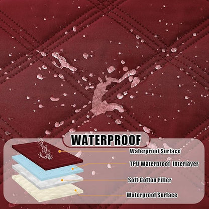Smiry Waterproof Dog Bed Cover Blanket 30x70, Soft Reversible Pet Blanket, Washable Leakproof Cats Dogs Couch Cover for Sofa, Couch, Furniture, Lattice, Wine Red/Beige