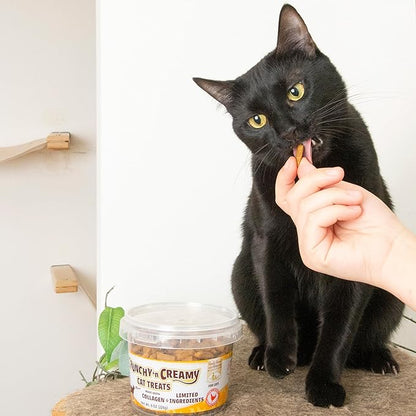 Fieldcrest Farms Nothin’ to Hide Collagen Cat Treats – Crunchy & Creamy Cat Snacks, High-Protein Healthy Treats for Skin, Coat & Joint Support, Chicken Flavor, 8 oz. Resealable Tub (Pack of 4)