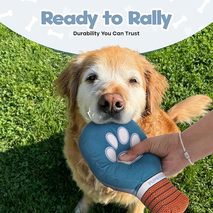 PUPROAR Pickleball Dog Toy – Valentines Day& Birthday Dog Toy Present & Pickleball Gift, Plush Pickle Ball Paddle with Interactive Squeaker & Crinkle, Funny Puppy Gift