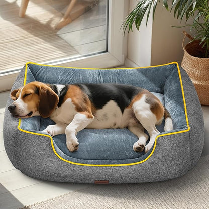 Orthopedic Dog Bed for Large Sized Dogs with Removable Washable Cover, Waterproof Lining & Non-Slip Base, Pet Dogs Couch Sofa with Extra Thick Dual-Layer Interior Padding, 36", Grey