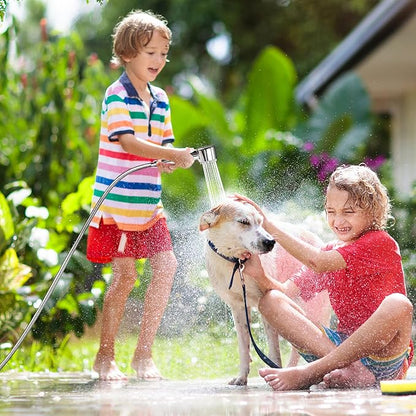 3 Mode Dog Shower Attachment, High Pressure Handheld Sprayer with ON/OFF Switch, Metal Shower Diverter, 159 Inches Stainless Steel Hose, No Drill Hook, for Indoor and Outdoor Pet Bathing and Washing