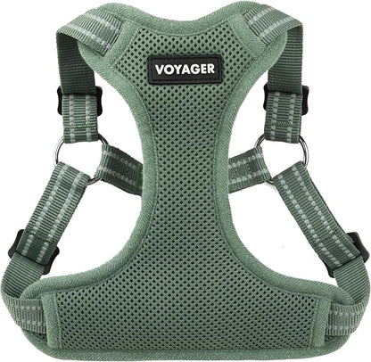 Best Pet Supplies Voyager Adjustable Step-in Flex Breathable Mesh Dog Harness for Small Medium Large Dogs Moss Green, L