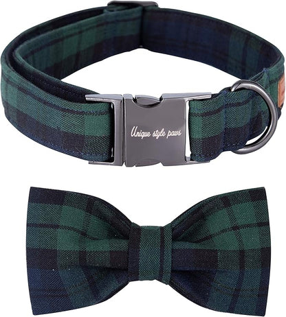 Unique style paws Christmas Dog and Cat Collar with Bow Pet Gift Adjustable Soft and Comfy Bowtie Collars for Small Medium Large Dogs (XL)