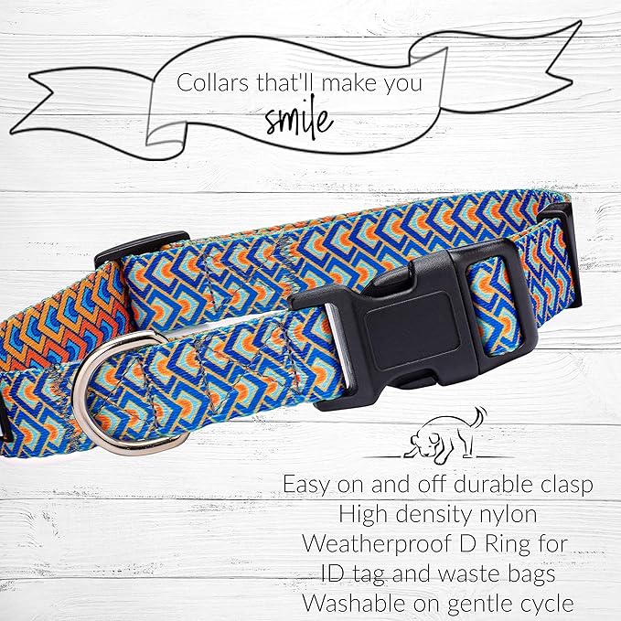 Lucky Love Dog, Bold Matching Dog Collar and Leash Set, Soft & Adjustable, Geometric Pattern Collar and Leash for Male Female Dogs - (X-Small, Murphy Combo)