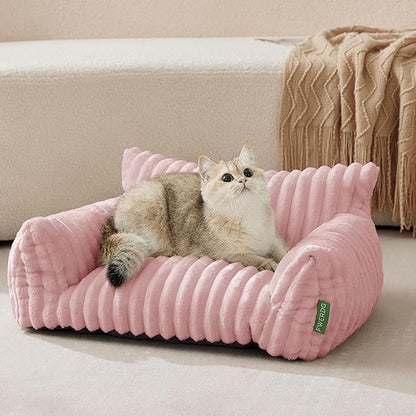 Cute Couch Bed for Pets, Supportive Cat Sofa for Indoor Cats, Small Dog Sofa Bed for Small Dogs, Pink, 24 inches