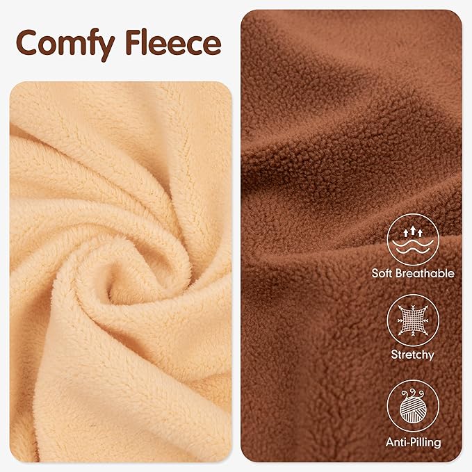 cyeollo Fleece Dog Sweater Vest, Reflective Dog Sweatshirt Pullover Pet Jacket for Small Medium Large Dogs Clothes Boy Girl Pets Warm Pet Clothes, Brown & Khaki XL
