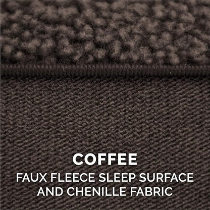 Furhaven Cooling Gel Dog Bed for Medium/Small Dogs w/ Removable Bolsters & Washable Cover, For Dogs Up to 35 lbs - Sherpa & Chenille Sofa - Coffee, Medium