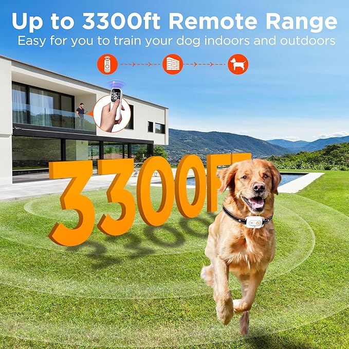 Wissilor Dog Training Collar,Dog Shock Collar with Remote Control, 3300FT and 4 Training Modes Beep,Vibration,Safe Shock,LED Light,IPX7 Waterproof Rechargeable E-Collar for All Breeds (8-150 lbs)