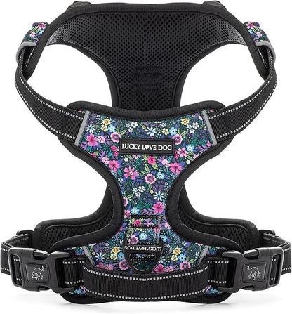 Lucky Love Dog No Pull Dog Harness, Adjustable and Easy to Walk, Cute Patterned Harness for Large Male & Female Dogs - Primrose, Large