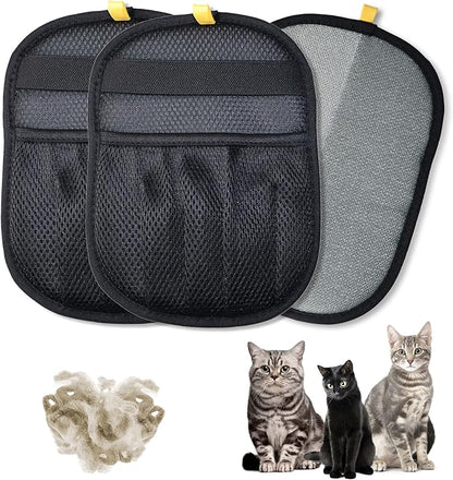 3PCS Pet Hair Removal Glove for Cats & Dogs, Upgraded Five-Finger Electrostatic Pet Hair Remover Glove, Reusable Magic Brush Pet Hair Removal Tool for Laundry, Couch, Carpet & Car Seat (black 3pcs)