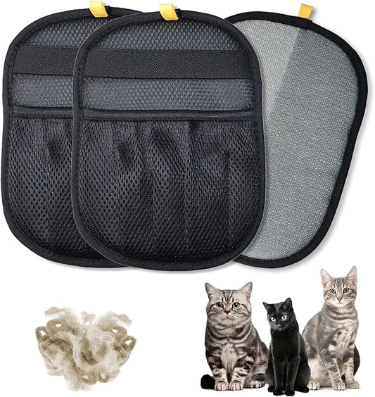 3PCS Pet Hair Removal Glove for Cats & Dogs, Upgraded Five-Finger Electrostatic Pet Hair Remover Glove, Reusable Magic Brush Pet Hair Removal Tool for Laundry, Couch, Carpet & Car Seat (black 3pcs)
