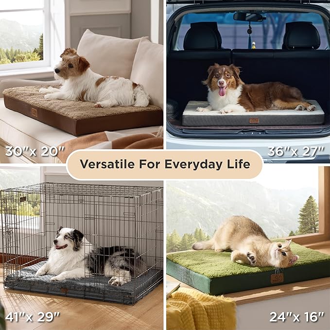 Bedsure XL Dog Beds Large Sized Dog -Comfy Flat Extra Large Pet Beds with Removable Washable Cover, Orthopedic Egg Crate Foam Mat, Suitable for Pet Up to 100 lbs