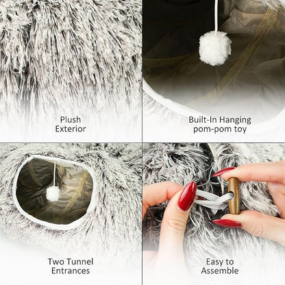 Circular Cat Tunnel for Indoor Cat - Indoor Kitty Tunnel - Cats Toy - Brown