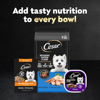Cesar Filets in Gravy Wet Dog Food Rotisserie Chicken Flavor, Wet Food for Dogs, 1.76 oz. Mini-Pouches, 20 Count