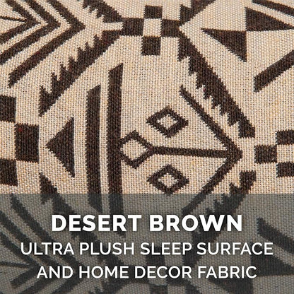 Furhaven Orthopedic Dog Bed for Large/Medium Dogs w/ Removable Bolsters & Washable Cover, For Dogs Up to 55 lbs - Plush & Southwest Kilim Woven Decor Sofa - Desert Brown, Large