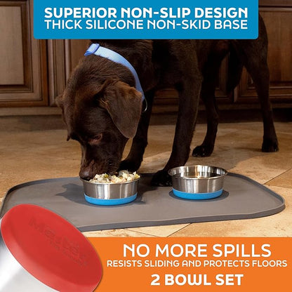 Master Pet Supply Stainless Steel Dog Bowls Set of 2 with Extra Thick Silicone Base - 4 Cup (32 oz) Crimson Red, Non-Slip, Dishwasher Safe Metal Bowls, Pet Dog Food Bowl for Dogs, Cats, Anti Rust