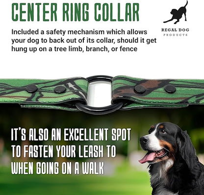 Regal Dog Products Waterproof Green Camo Hunting Dog Collar with Black Hardware | for Small, Medium, Large, or XL Dogs (Small)