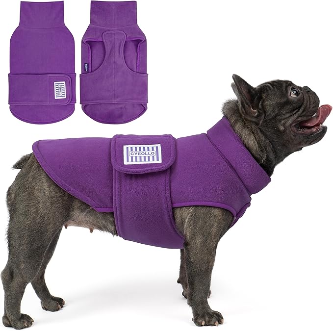 cyeollo Small Dog Sweater, Fleece Dog Sweaters Turtleneck Vest Soft Puppy Sweatshirt Stretchy Pet Fall Autumn Coat Warm Winter Clothes for Small Dogs Girl, Purple M