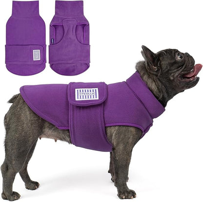 cyeollo XL Dog Sweater, Fleece Dog Sweaters Soft Stretchy Doggie Vest Turtleneck Doggy Sweatshirt Warm Fall & Winter Clothes for Medium to Large Dogs Girl, Purple XL