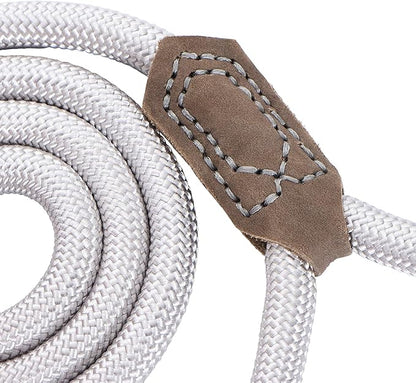 Mile High Life | Premium Leather Dog Leash | Strong Rope Leash | Leather Handle | Zinc Alloy Strong Clasp | Small Medium Large Dogs | 4/5/6 Feet(Sliver, 60 Inch (Pack of 1))