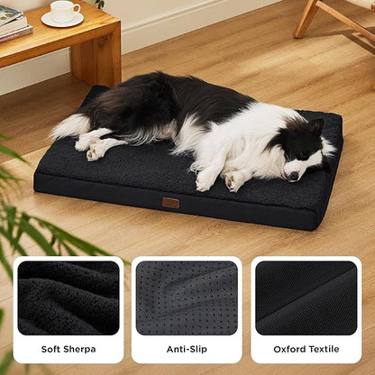 Bedsure Dog Bed for Large Dogs - Orthopedic Waterproof Puppy Beds with Removable Washable Cover, Egg Crate Foam Pet Mat, Suitable for Pet Up to 65 lbs