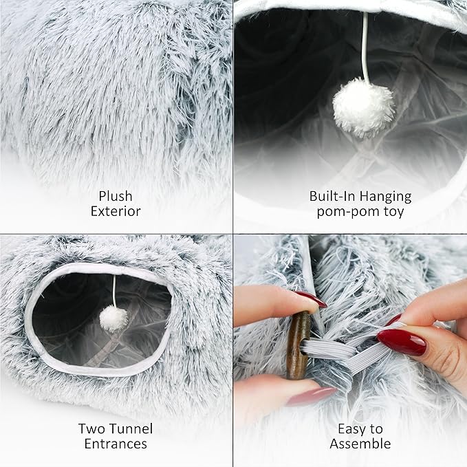 MODAELITE Circular Cat Tunnel for Indoor Cat - Indoor Cat Tunnel -Kitty Tunnel - Cats Toy - Grey
