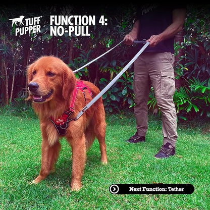 Tuff Pupper Heavy Duty Multi Function Crossbody Leash | 6 Uses in One Cross body Leash | 8 Feet Hands Free Leashes | Two Dog Leashes | Ballistic Nylon & Thick Neoprene Padding, Small Medium Large Dogs