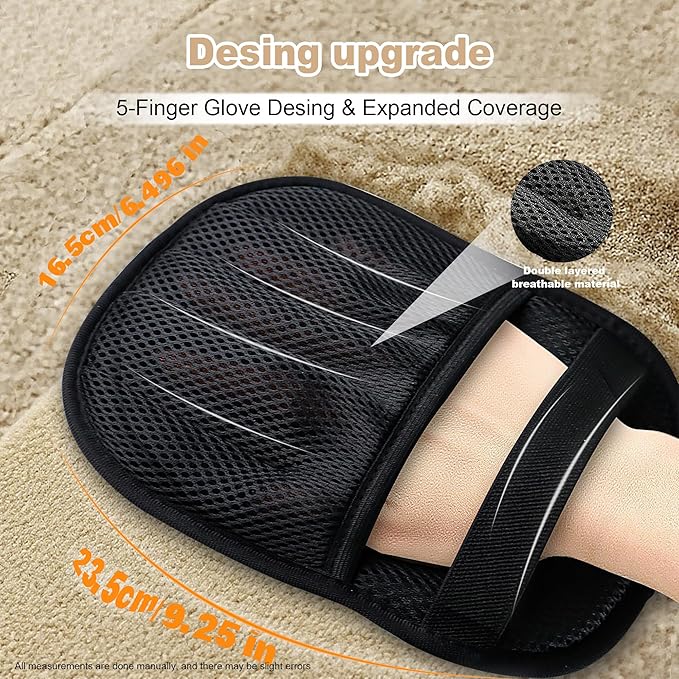 3/4PCS Pet Hair Removal Glove for Cats & Dogs, Upgraded Five-Finger Electrostatic Pet Hair Remover Glove, Reusable Magic Brush Pet Hair Removal Tool for Laundry, Couch, Carpet & Car Seat (black 4pcs)