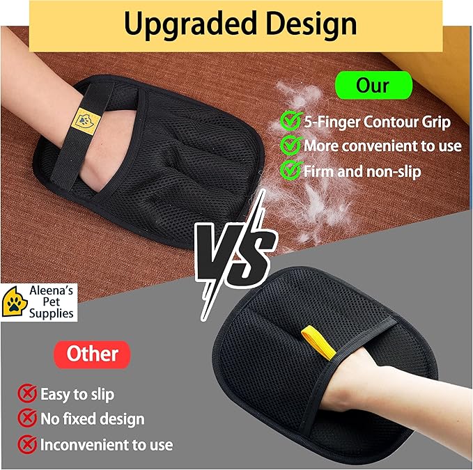Cat Hair Remover Glove – Reusable Washable Electrostatic Pet Hair Removal Glove for Clothes, Couch & Car – 5-Finger Cleaning Glove for Cats & Dogs, Magic Brush – 1Pcs (Black)