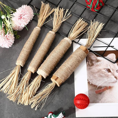 Soulchen 4 Pack 15 Inches Huge Silvervine Sticks Cat Toys Large Natural Cat Chew Toy Kittens Catnip for Teeth Cleaning, Big Catmint Blend Stick Dental Kitty Chews for Indoor