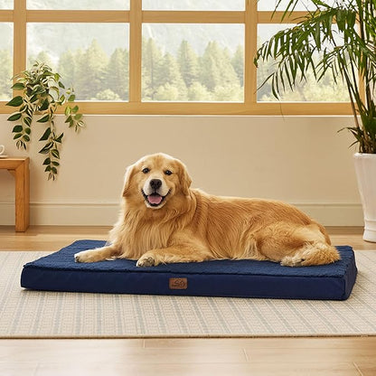 Bedsure XL Dog Beds Large Sized Dog -Comfy Flat Extra Large Pet Beds with Removable Washable Cover, Orthopedic Egg Crate Foam Mat, Suitable for Pet Up to 100 lbs