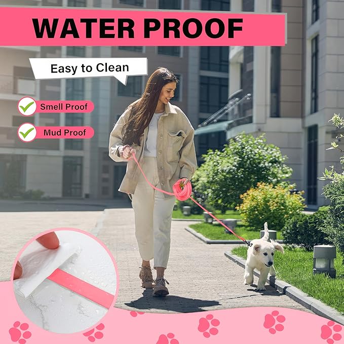 Waterproof Dog Leash 10ft, 16ft, 30ft, 50ft PVC Recall Long Line Dog Leash Beach Swimming Tracking Training Dogs Lead for Pet, Medium and Large Dogs
