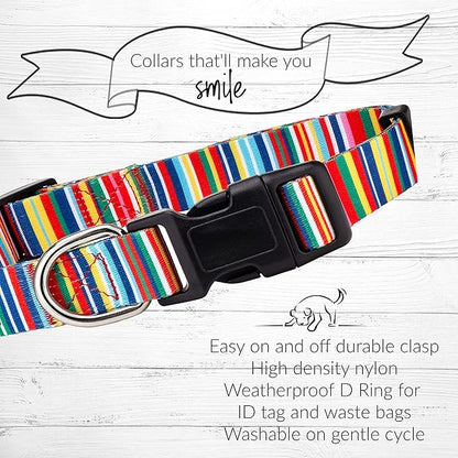 Lucky Love Dog - Easy Click Buckle Dog Collar with Leash Set Combo, Durable & Comfortable for Male & Female Dogs, Pet Collar for Large Dogs, Secure Fit - Hippie Combo, Large