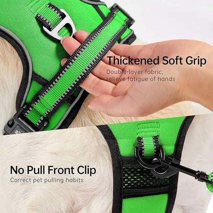 NESTROAD No Pull Dog Harness,Adjustable Oxford Dog Vest Harness with Leash,Reflective No-Choke Pet Harness with Easy Control Soft Handle for Small Dogs(Small,FluorescentGreen)