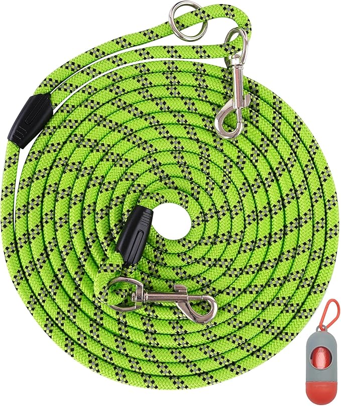 Heavy Duty Dog Leash for Large, Medium, Small Dogs - 10FT/16FT/30FT/50FT/100FT, Reflective Threads for Night Walking, Playing, Camping, or Yard
